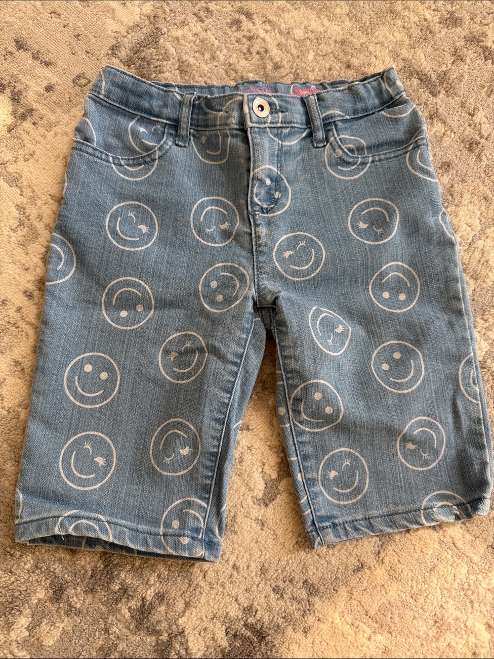 The Children's Place Light Blue Denim Smiley-Print Shorts